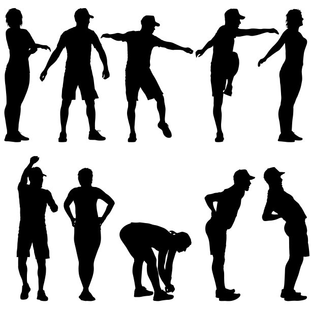 一群人站在白色背景上的剪影图片下载