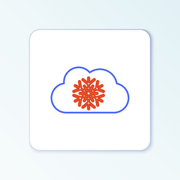 线云与雪图标孤立在白色图片下载