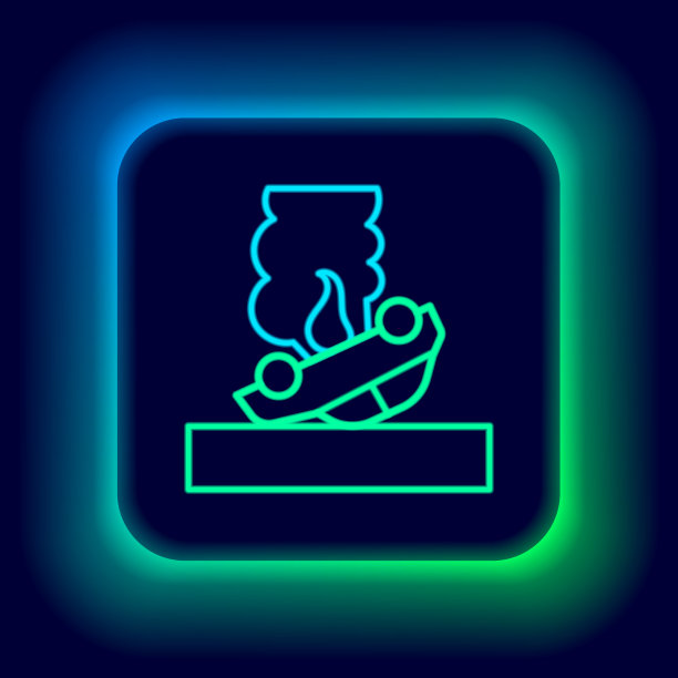 发光的霓虹灯线燃烧汽车图标孤立上图片下载