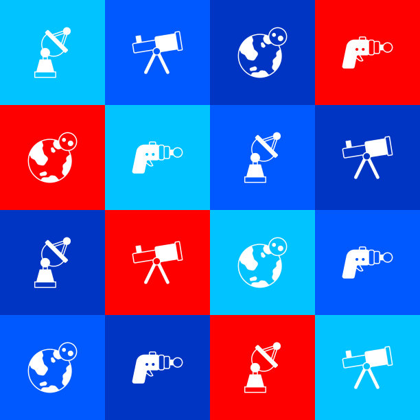 设置碟形卫星望远镜、地球仪和射线图片下载