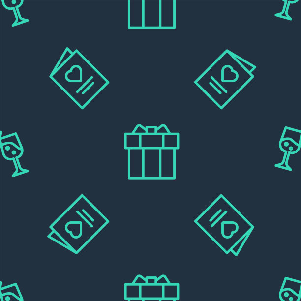 集线礼盒明信片与心和玻璃图片下载