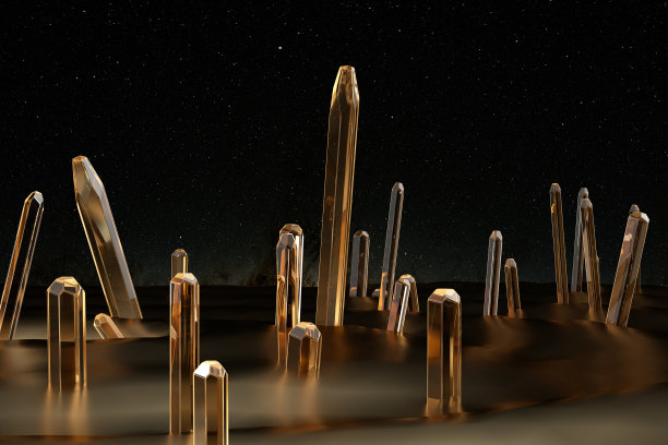 3d渲染水晶在夜星图片下载