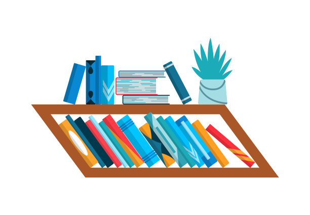 书架上放着五颜六色的书回到学校图片下载