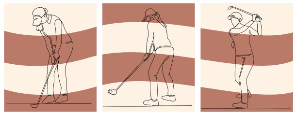 连续线画一个打高尔夫球的女人图片下载