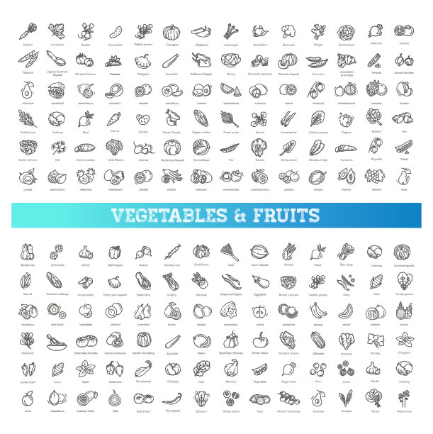 新鲜水果和蔬菜大图标集合图片下载