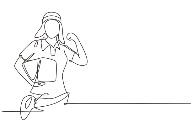 连续一条线画女接生带图片下载