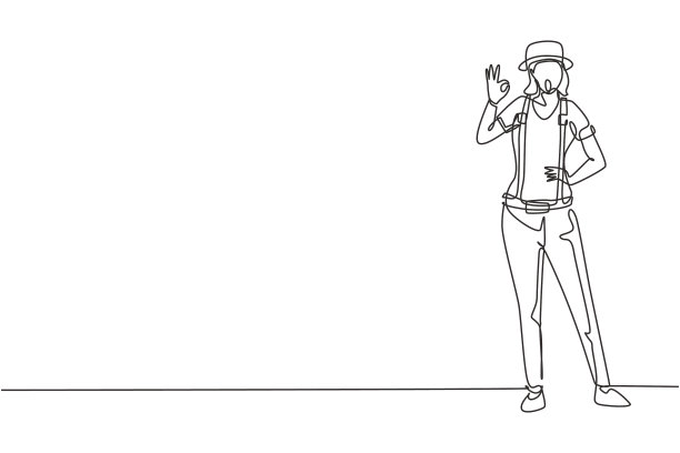 连续一行画的女哑剧艺术家图片下载