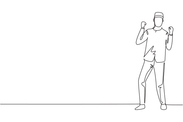 单线连续画旅馆门童图片下载