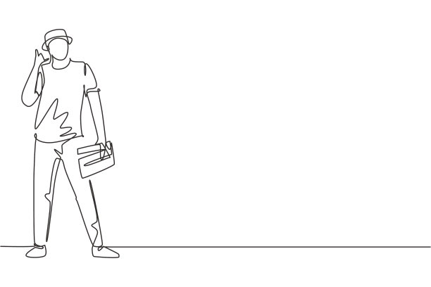 单线画的电影导演站在图片下载