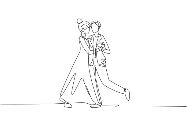 单线连续画男人女人图片下载