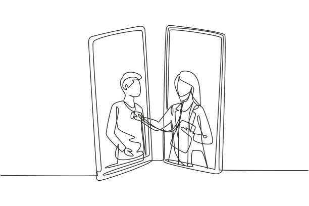 连续一条线画两个智能手机图片下载