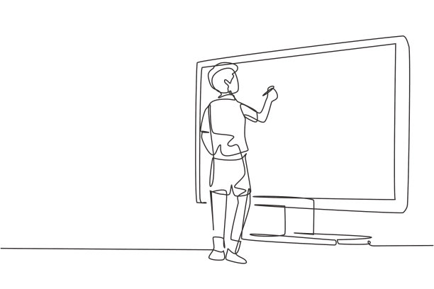 单线连续画男初中图片下载