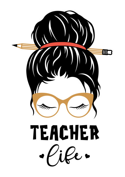 凌乱的发髻的设计。老师生活矢量插图。图片下载