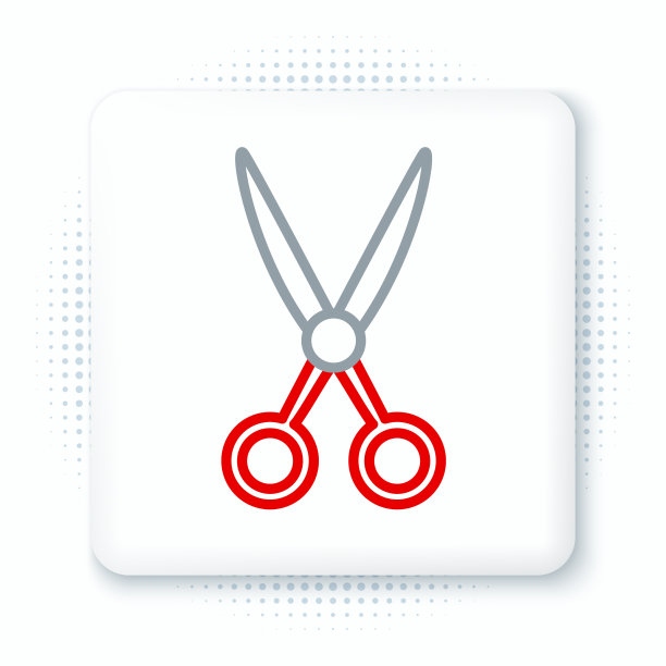 线剪刀发型师图标孤立在白色图片下载