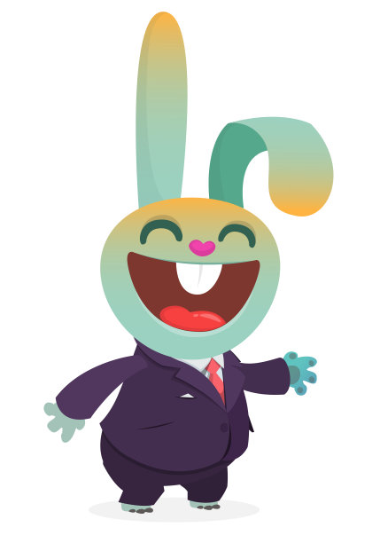 卡通有趣的微笑兔子穿着燕尾服或商务套装。矢量插图孤立。复活节快乐图片下载