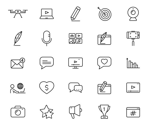 博客概述矢量图标隔离在白色背景上。博客图标设置为网页和UI设计，移动应用程序，印刷polygraphy和促销广告业务图片下载