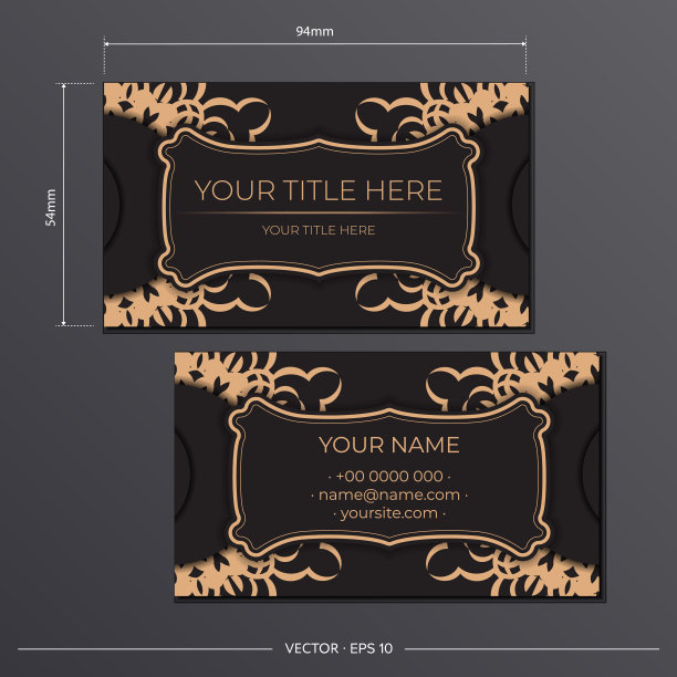 矢量模板印刷设计的名片黑色与希腊装饰。名片准备与古老的模式。图片下载