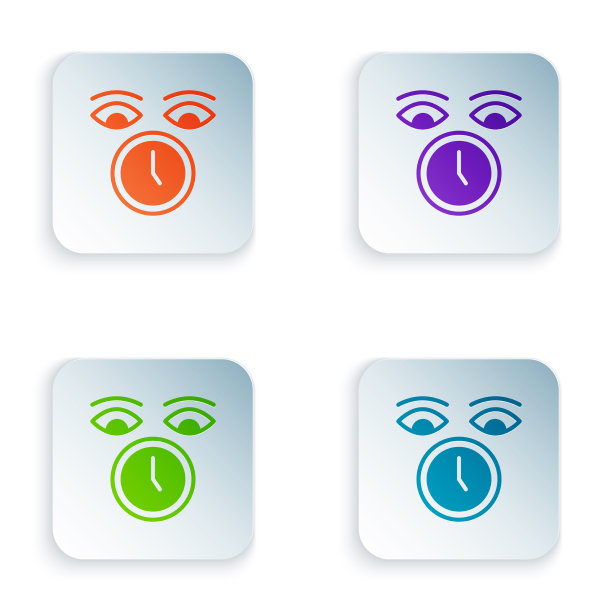 彩色时钟图标隔离在白色背景图片下载