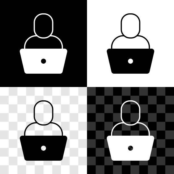 设置自由职业者图标隔离在黑色和白色图片下载