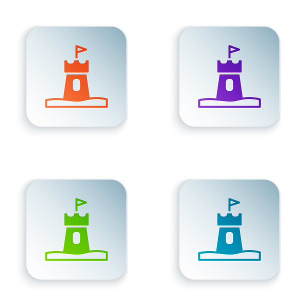 彩色沙塔图标孤立在白色的背景图片下载