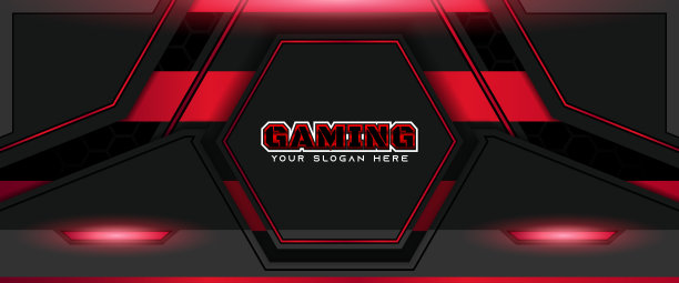 未来几何黑色和红色游戏背景与现代电子竞技形状。矢量设计模板技术的概念图片下载