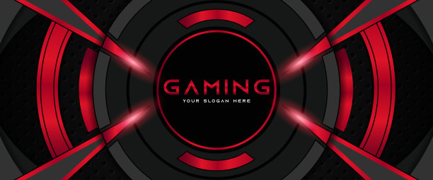 未来几何黑色和红色游戏背景与现代电子竞技形状。矢量设计模板技术的概念图片下载