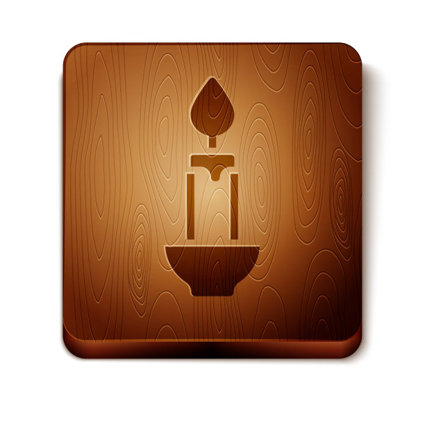 棕色燃烧的蜡烛图标孤立在白色图片下载