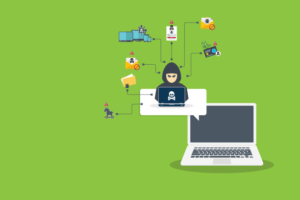 黑客用笔记本电脑窃取机密数据，个人信息和信用卡细节。黑客的概念。股票说明……图片下载