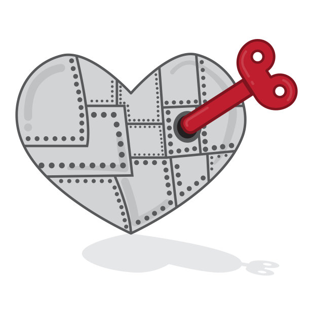 铁心和红色钥匙的爱情锁统一仪式孤立在白色的背景。设计填充线卡通可爱概念向量，插图图标。情人节，爱情节，敞开心扉，结婚，情侣图片下载