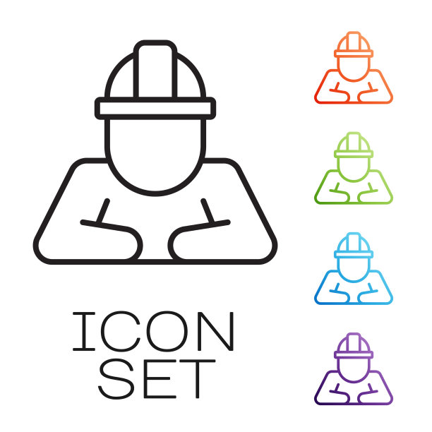 黑色线建设者图标孤立在白色图片下载