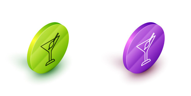 等距线马提尼玻璃图标隔离上图片下载