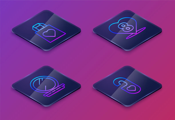 集等距线购物袋与心妆图片下载