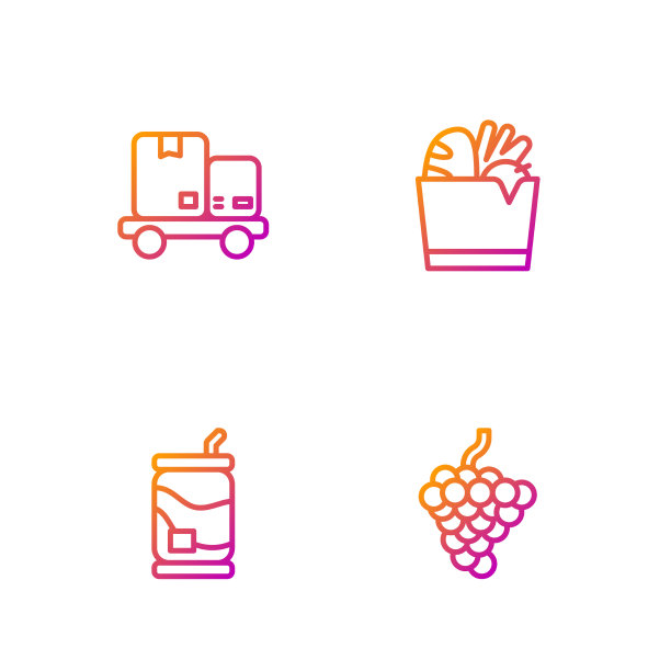 设置行葡萄水果汽水罐手卡车和图片下载