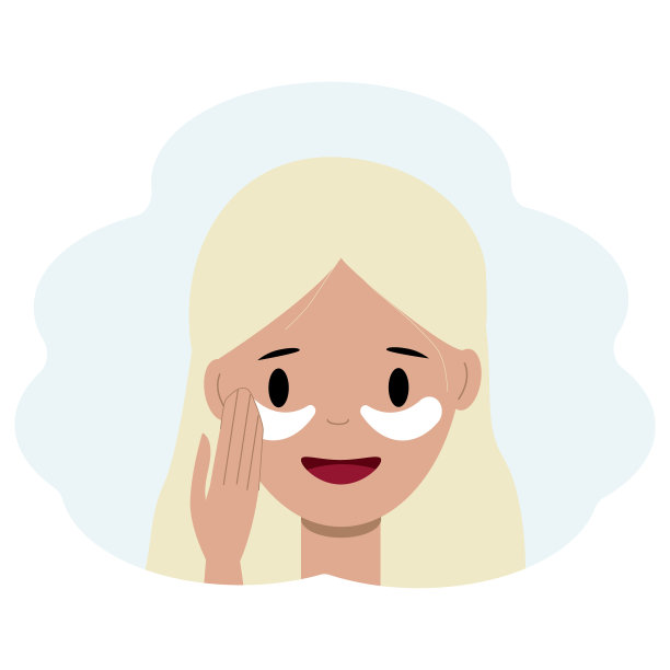 一个年轻女人的脸与布面具的插图。面部皮肤护理理念图片下载