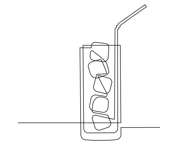 玻璃。喝加冰的。连续的线条画。矢量图图片下载