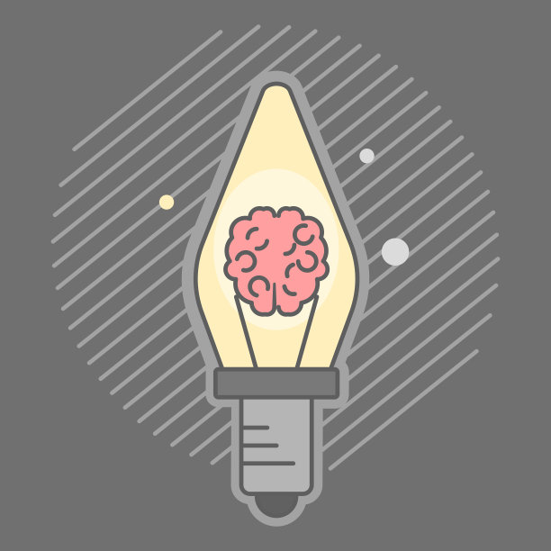 一个装有人脑的电灯泡。图片下载