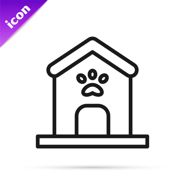 黑线狗屋和爪子印宠物图标图片下载