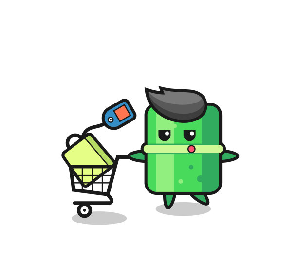 竹制卡通带着购物车图片下载