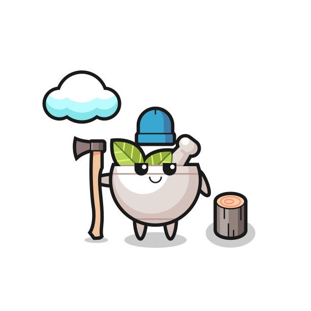 人物卡通草本碗作为樵夫图片下载