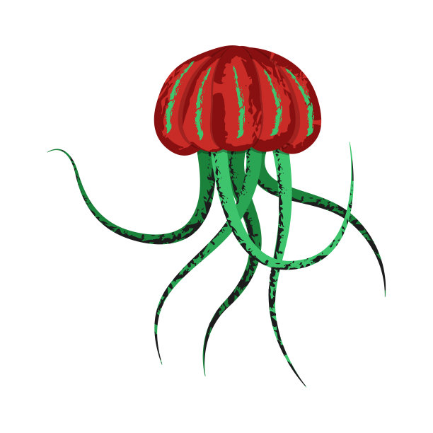 水母卡通孤立在白色上图片下载