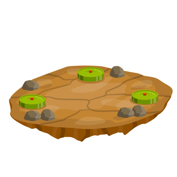 雷区。带着炸弹的棕色沙漠。地面上有一组地雷。石头和沙子。现代战争格局。战争的爆炸性因素。卡通平面插图图片下载