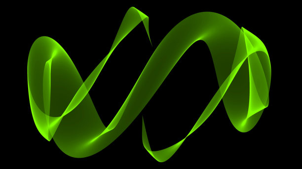 抽象背景4k绿光暗黑色波浪和线条图片下载