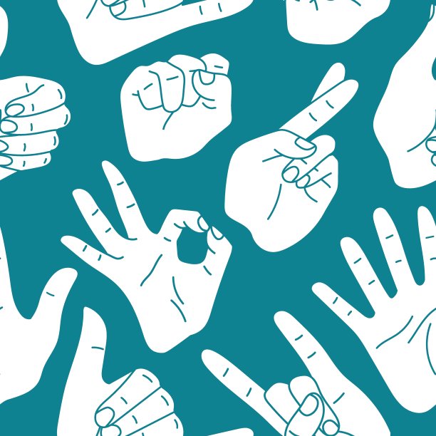 各种手势，无缝矢量模式。图片下载