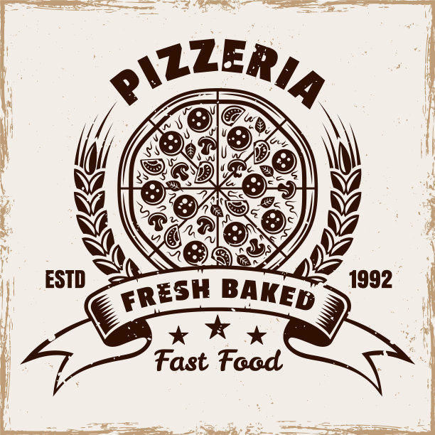 披萨店会徽标志徽章或标签图片下载