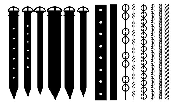 黑色剪影设置皮带皮革和金属图片下载