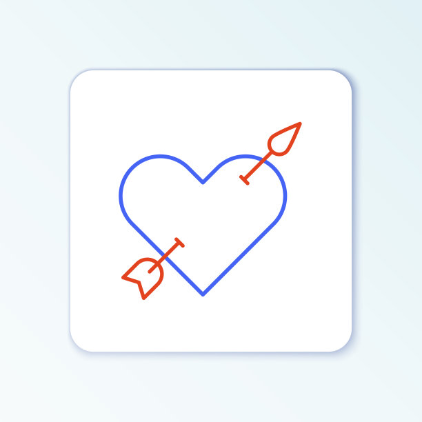线爱情符号与心和箭头图标图片下载