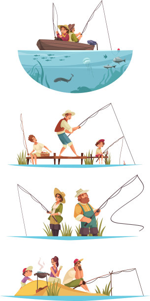 钓鱼的卡通作品图片下载