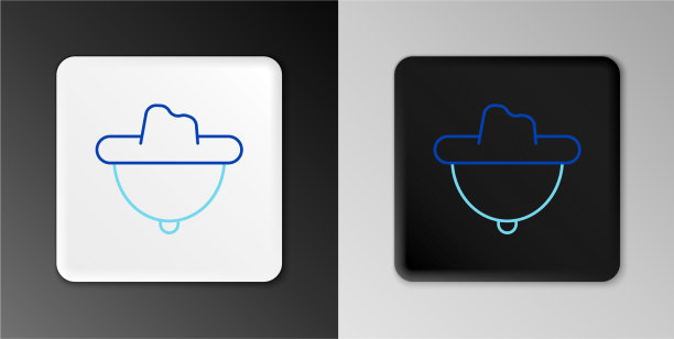 线西部牛仔帽图标孤立在灰色图片下载