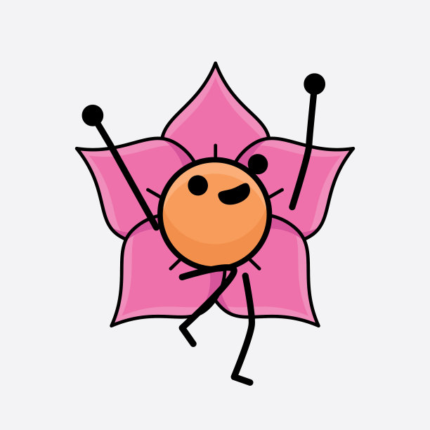 花的性格与可爱的脸简单的手和图片下载