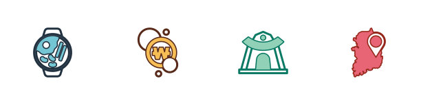 设置拉面、韩币寺庙和地图图片下载